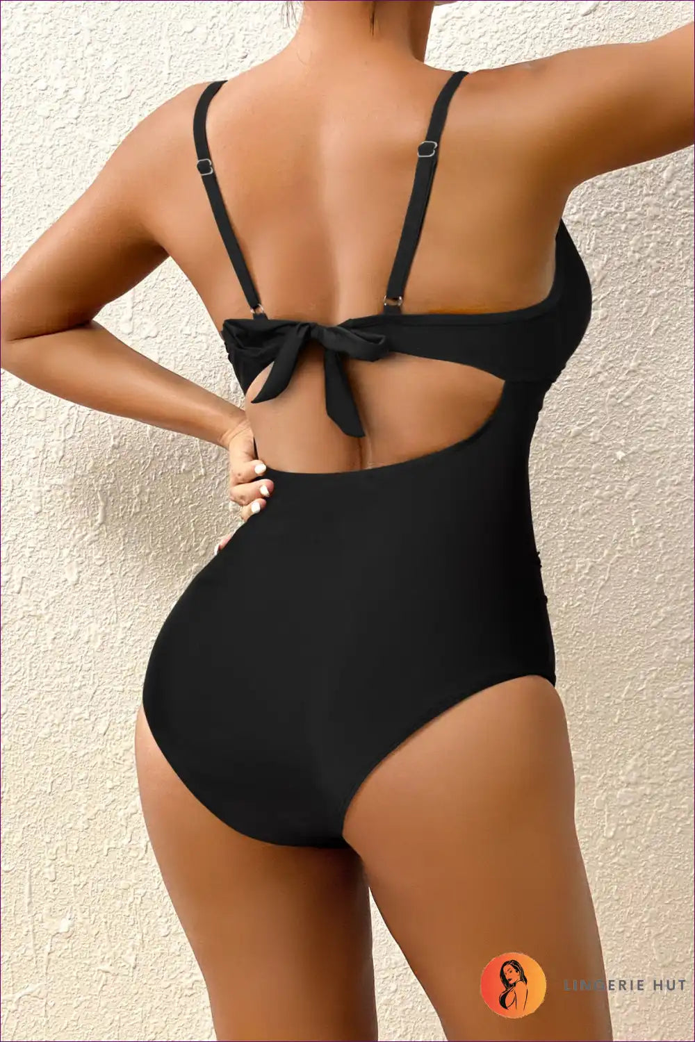 Elevate Your Beach Style With Our Elegant High-waist Bikini Featuring Hollow-out Lace-up Design. This Is Go-to