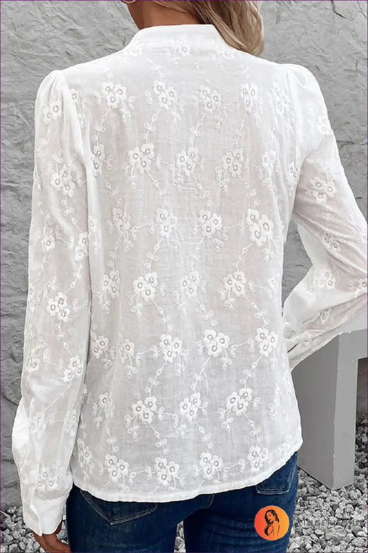 Elegant Jacquard Button-up Shirt - Spring Sophistication For x