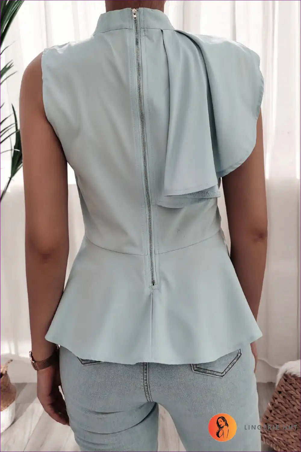 Lingerie Hut’s Elegant Ruffle Asymmetric Blouse Delivers Laidback Sophistication With Its Breezy Polyester