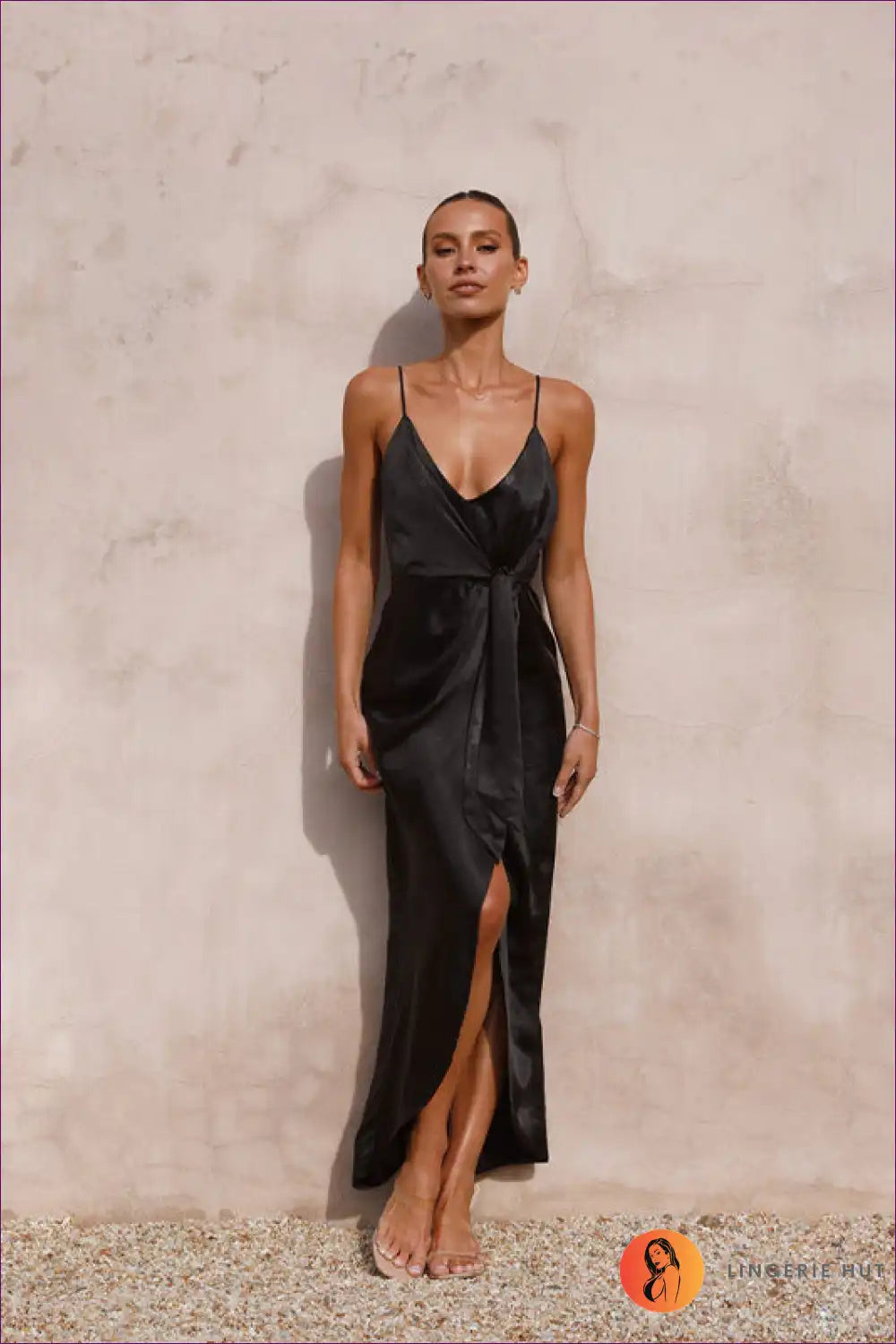 Elegant Satin Wrap Dress - Effortless Sophistication For x