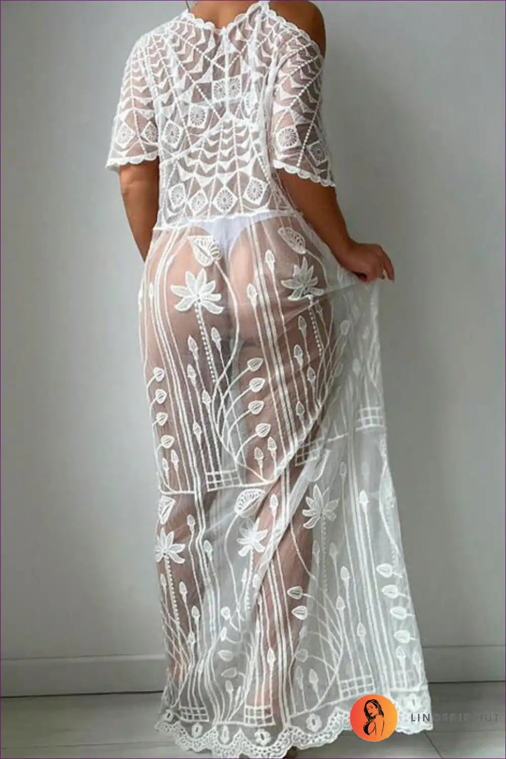 Elegant Sheer Lace Cover-up - Summer Sophistication For x