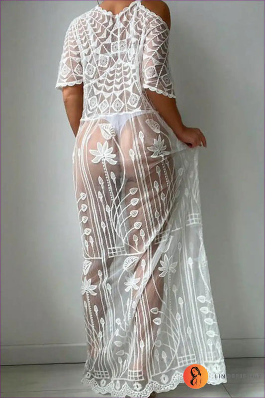 Elegant Sheer Lace Cover-up - Summer Sophistication For x