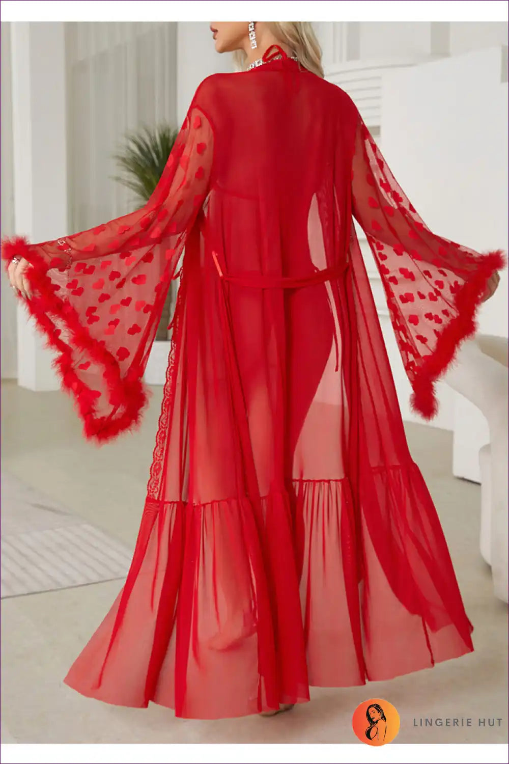 Elegant Sheer Lace Robe - Romantic Charm