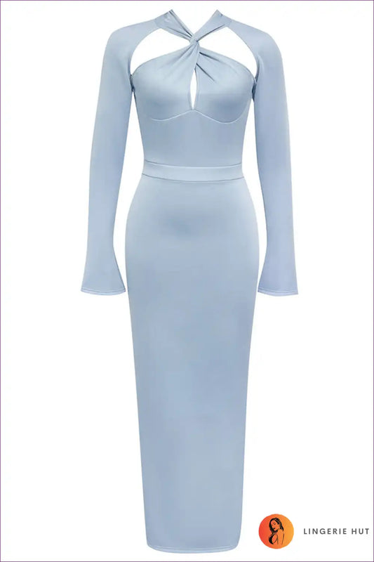 Elegant Sky Blue Cut-out Gown - Luxe Style