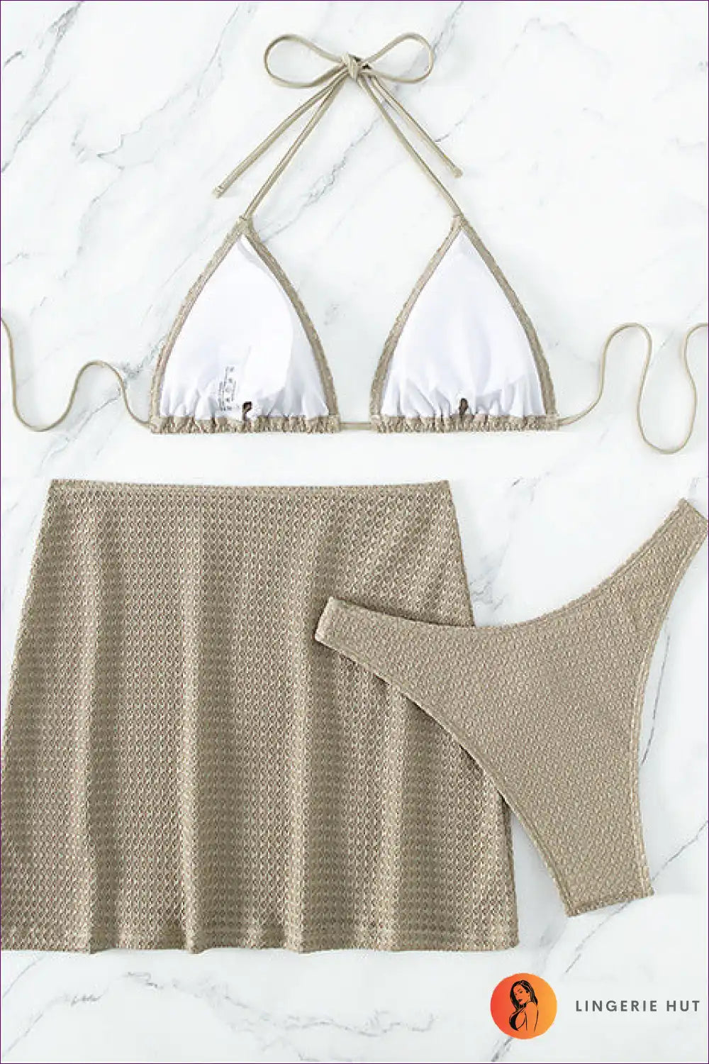 Elevate Your Beach Style With Our Elegant Split Three-piece Swimsuit Set. Versatile And Alluring, This Set