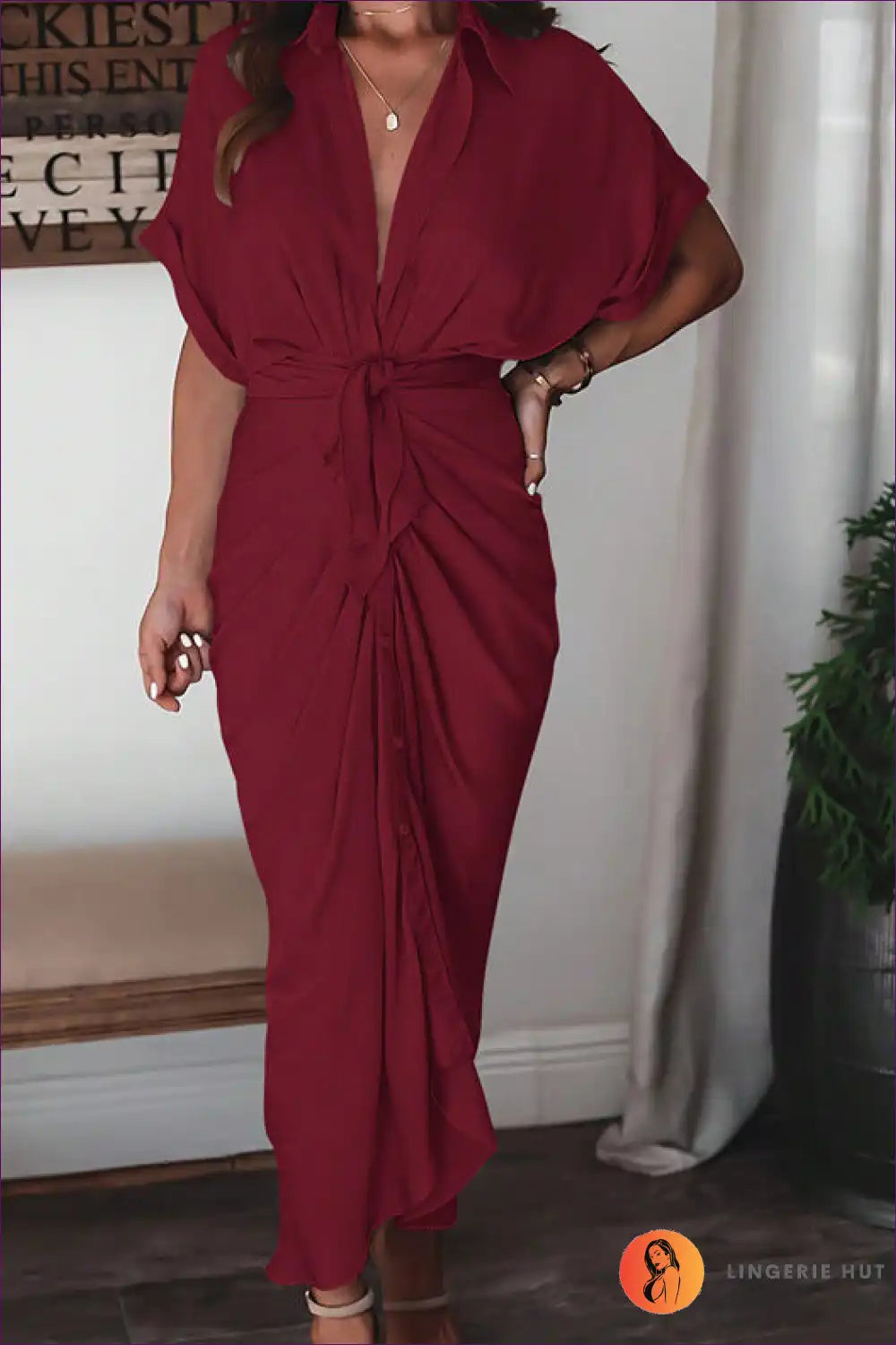 Elegant White Draped Midi Dress - Timeless Chic