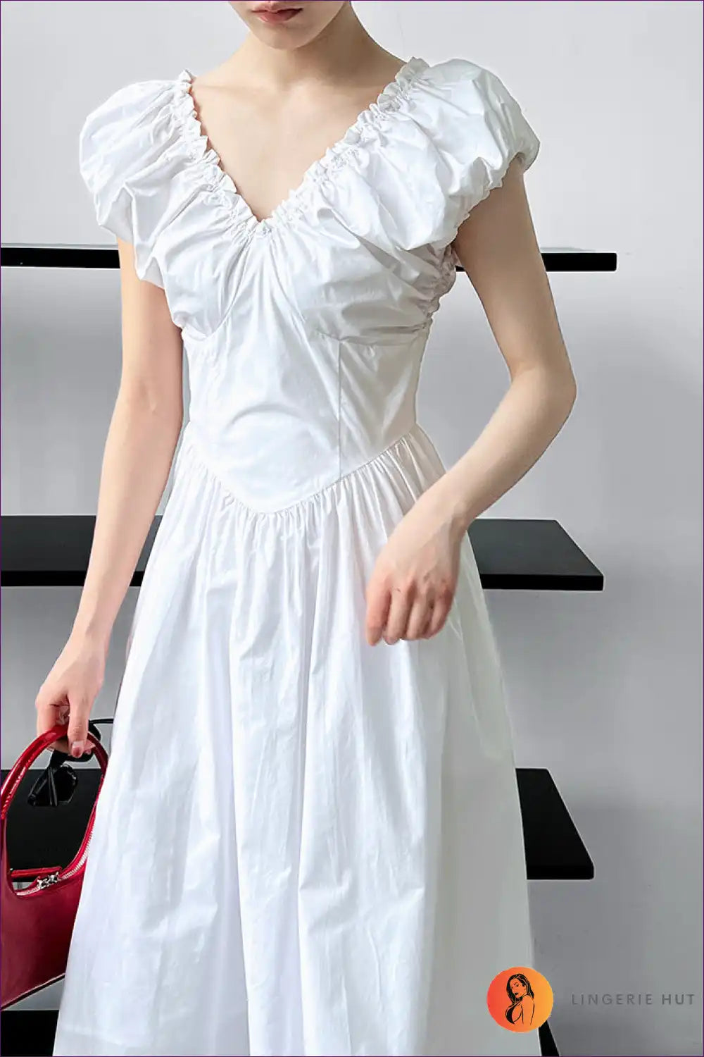 Elegant White Ruffled Midi Dress - Timeless Charm