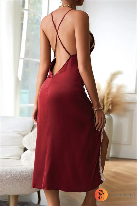 Elegant White Satin Nightgown - Luxurious Charm