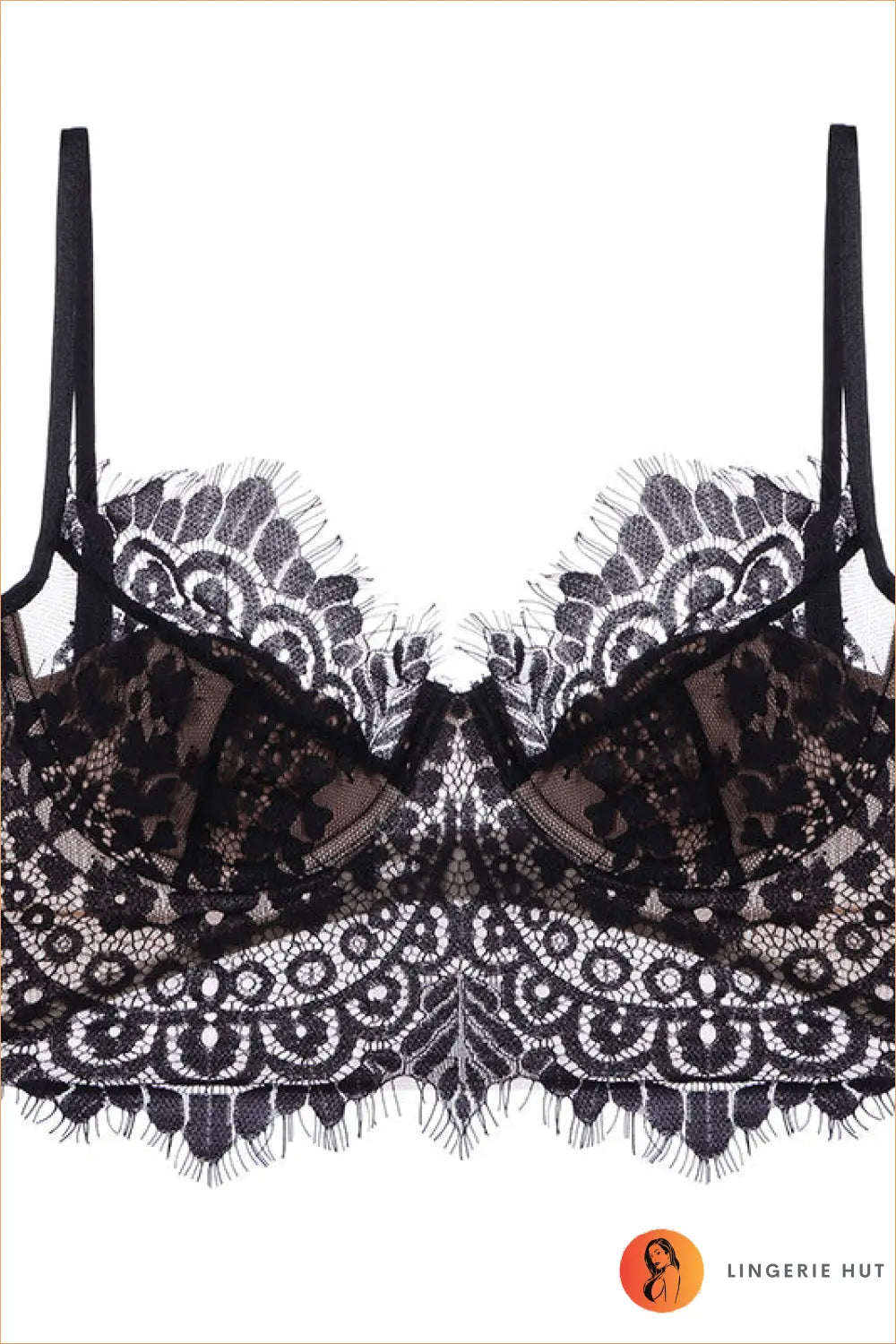 Embroidered Lace Underwire Bra - Bold but Wearable - s / Black - Date Night • Everyday • Glamour • Lace - Lingerie Hut