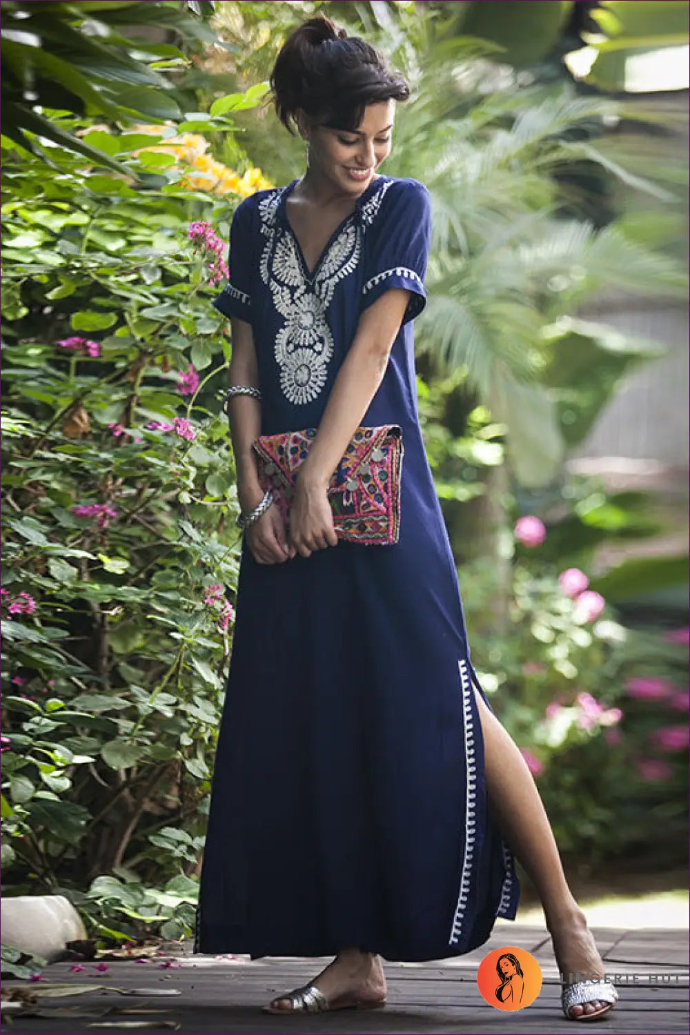 Embroidered Maxi Dress - Effortless Summer Allure - one Size / Blue - Dresses - Lingerie Hut - A-line • Boho • Casual