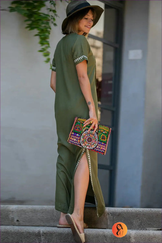 Embroidered Maxi Dress - Effortless Summer Allure - Dresses - Lingerie Hut - A-line • Boho • Casual • Cotton