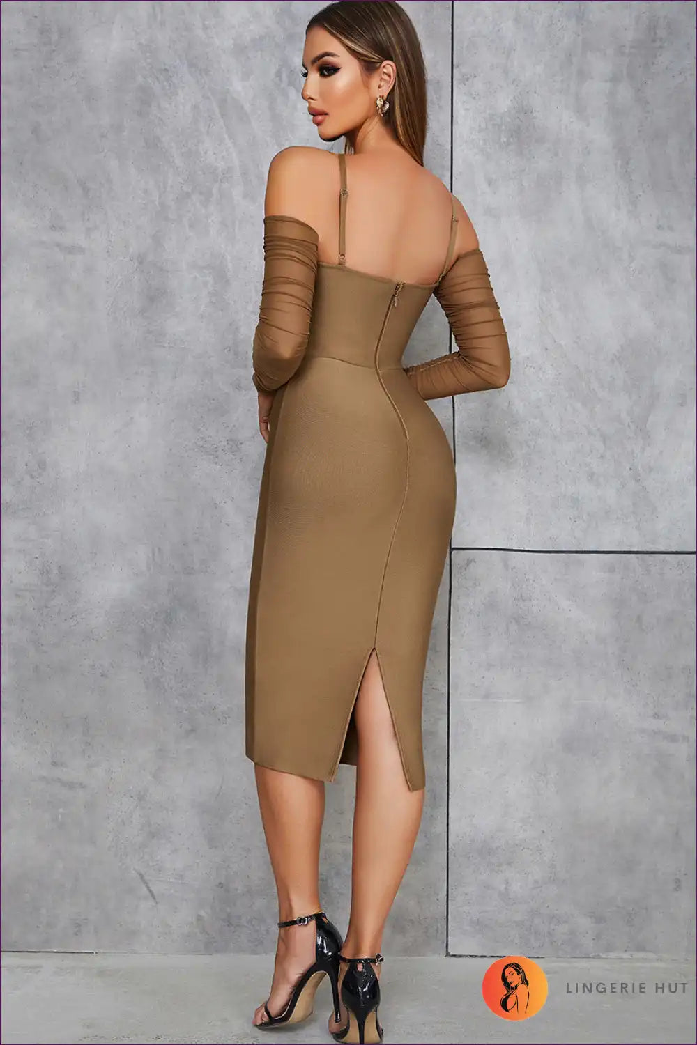 Step Into Lingerie Hut’s World Of Refined Sophistication With Our Exquisite Cross Off-shoulder Bandage Dress.