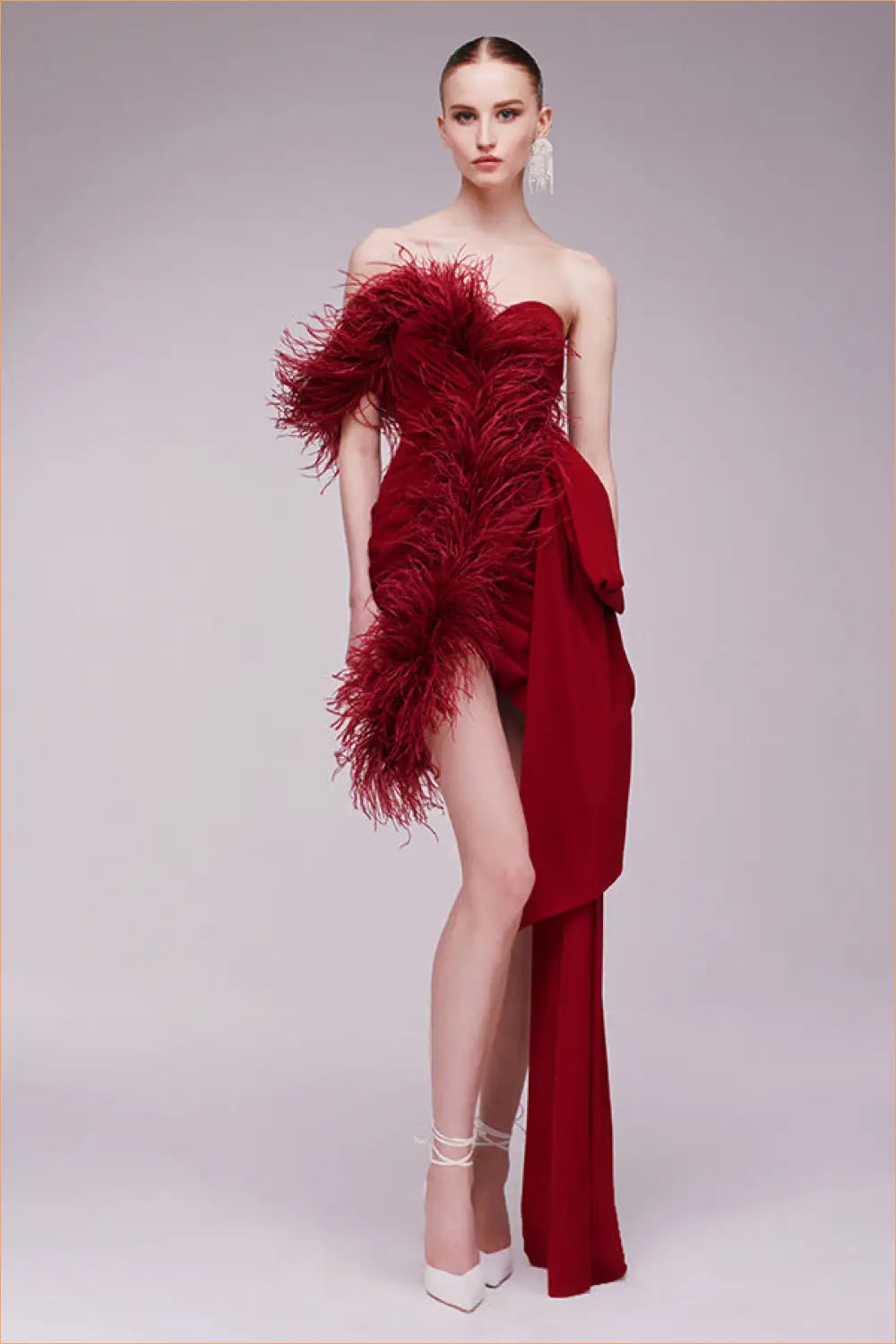 Feather Asymmetric Mini Dress - Side Drape - Bodycon • Elegant • just in • Girlsdy