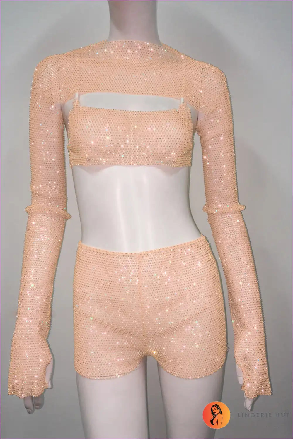 Turn Up The Heat With Lingerie Hut’s Fishnet Rhinestone Co Ord Set. Designed For Sexy Allure, This Regular-fit