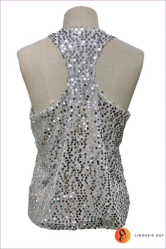 Sequin Sleeveless Top - Summer Evenings Sorted - s / Silver - Clothing - Lingerie Hut - Casual • Everyday • Glamour
