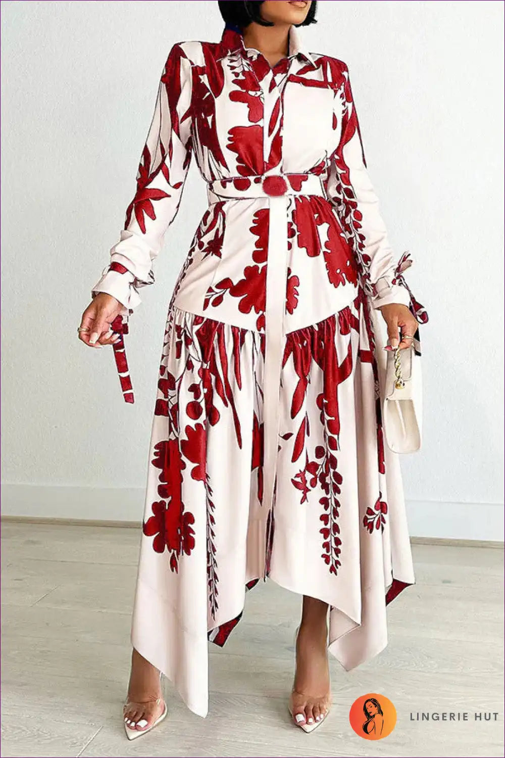 Floral Asymmetric Maxi Shirt Dress – Summer Elegance