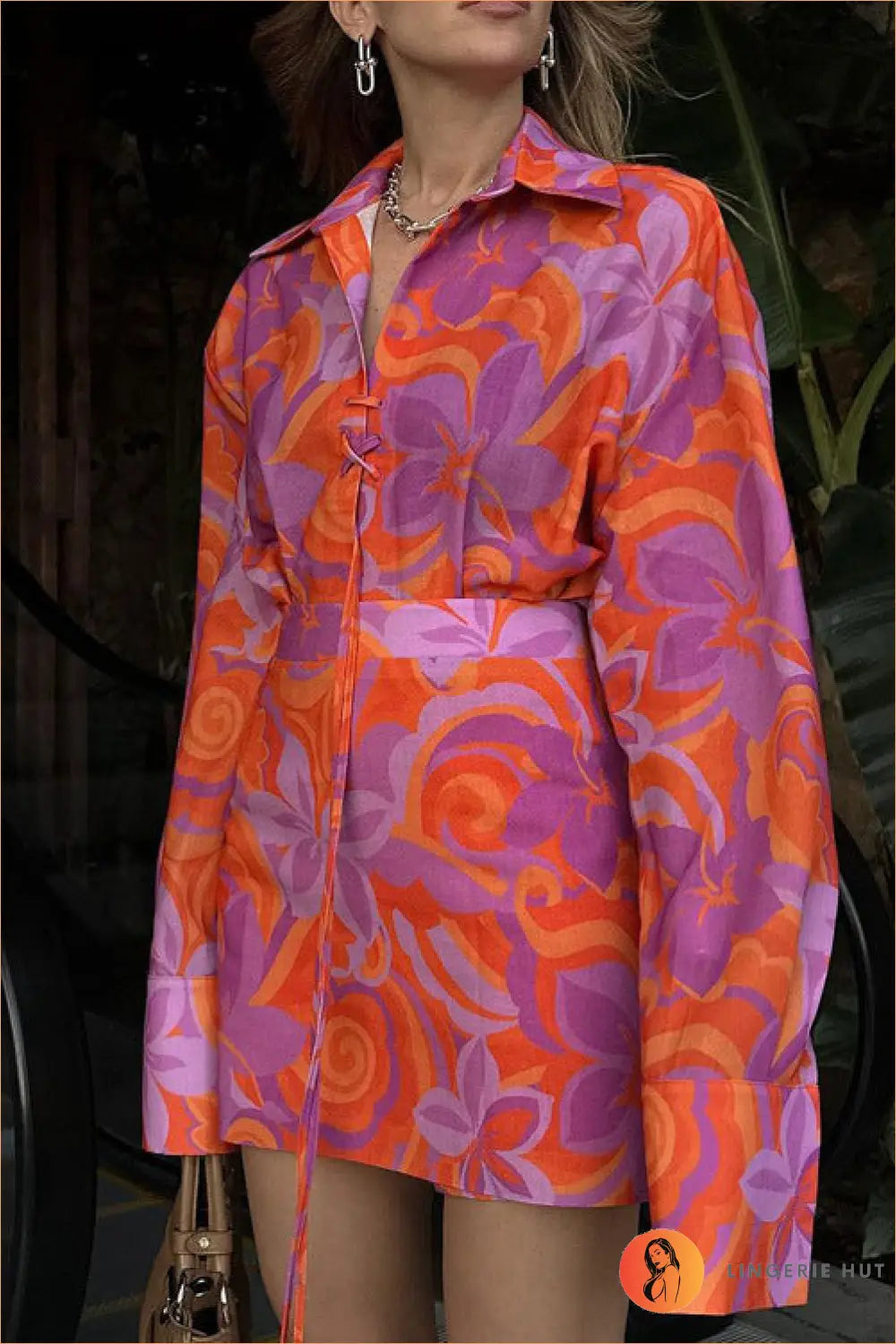 Floral Button-up Playsuit - Effortless Daytime Style - Autumn • Boho • Casual • Clothing • Everyday - Lingerie Hut