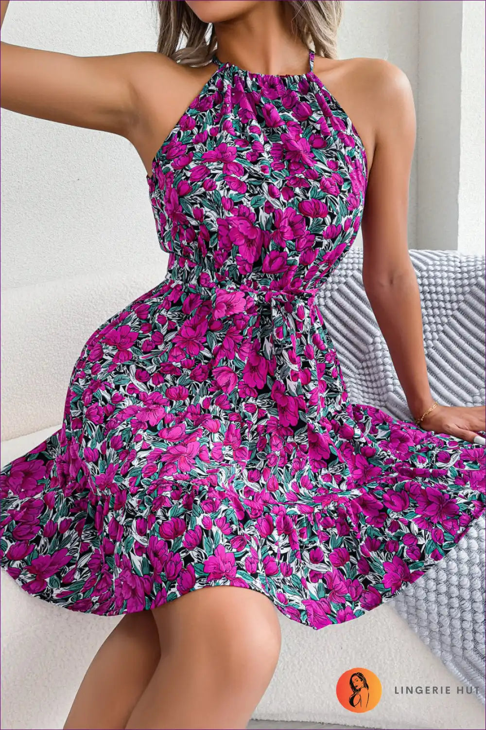 Floral Chiffon Summer Dress - Vibrant Elegance