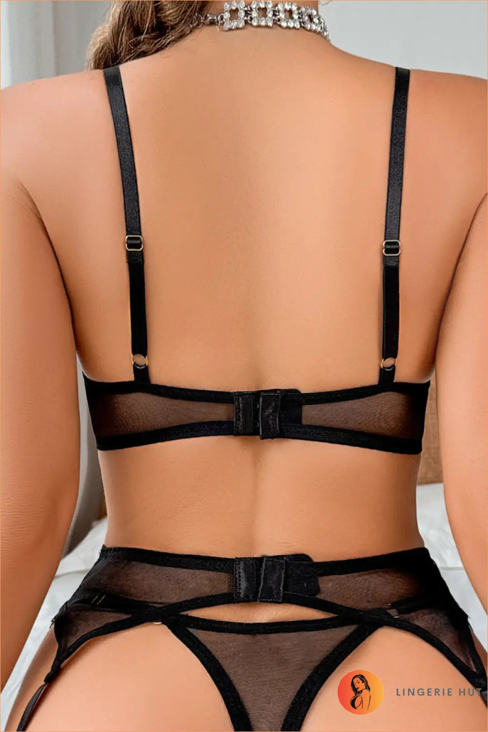 Floral Embroidered Lace Bra Set - the Honeymoon Edit - Black • Cutout • Garter - Lingerie Hut