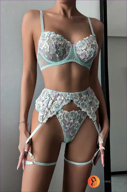 Floral Embroidered Lingerie Set - Private Luxury - just in • Hut