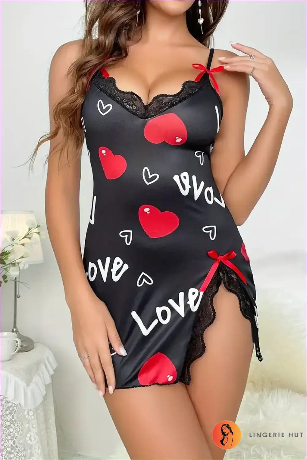 A Night-time Tale Of Glamour - Uniquely You This Sexy Heart & Letter Floral Slip Nightdress Is More Than Just