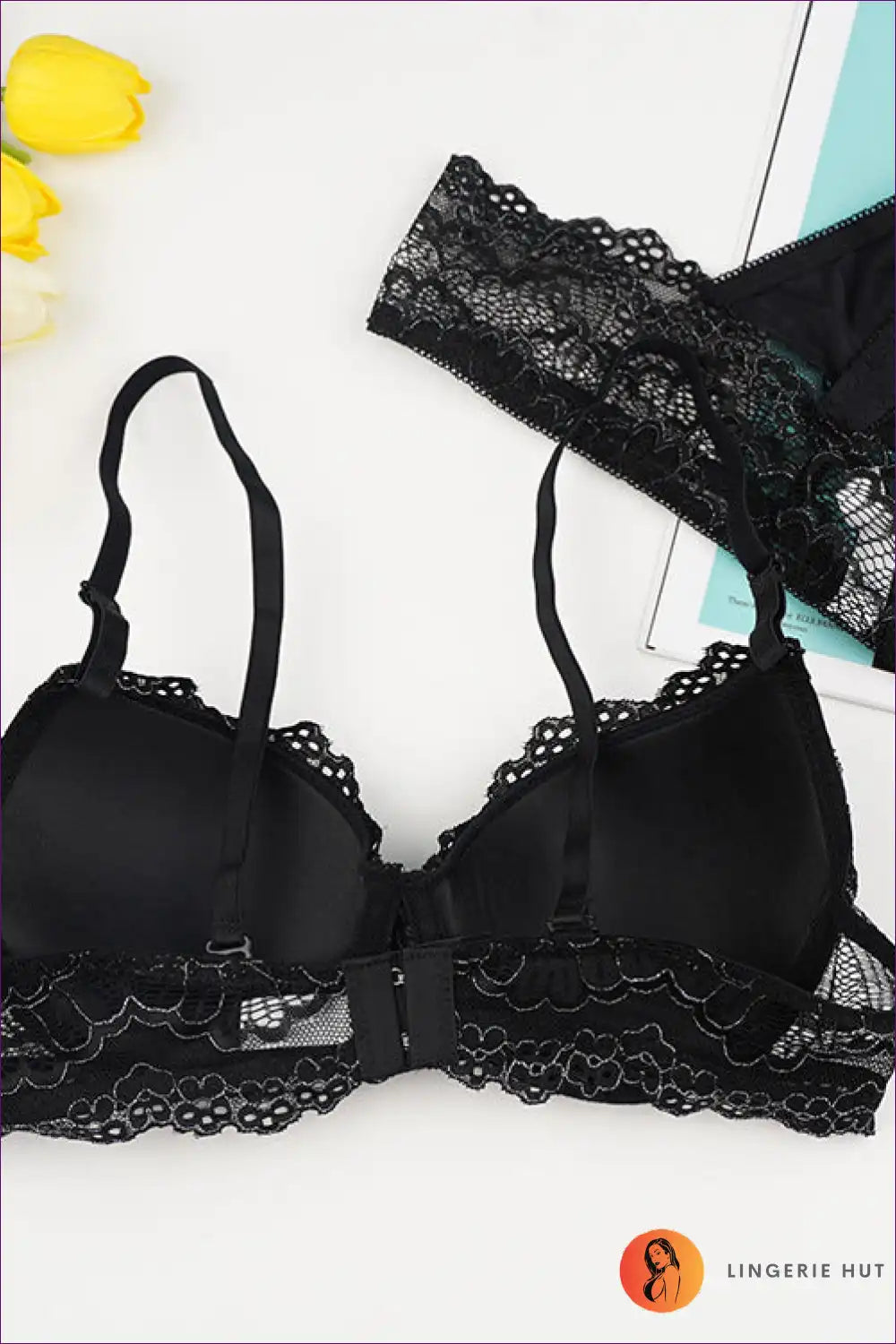 Floral Lace Bra Set with Scalloped Edges - Night-out Glam for Bodycon, Boudoir, Set, Date Night, Evening Wear