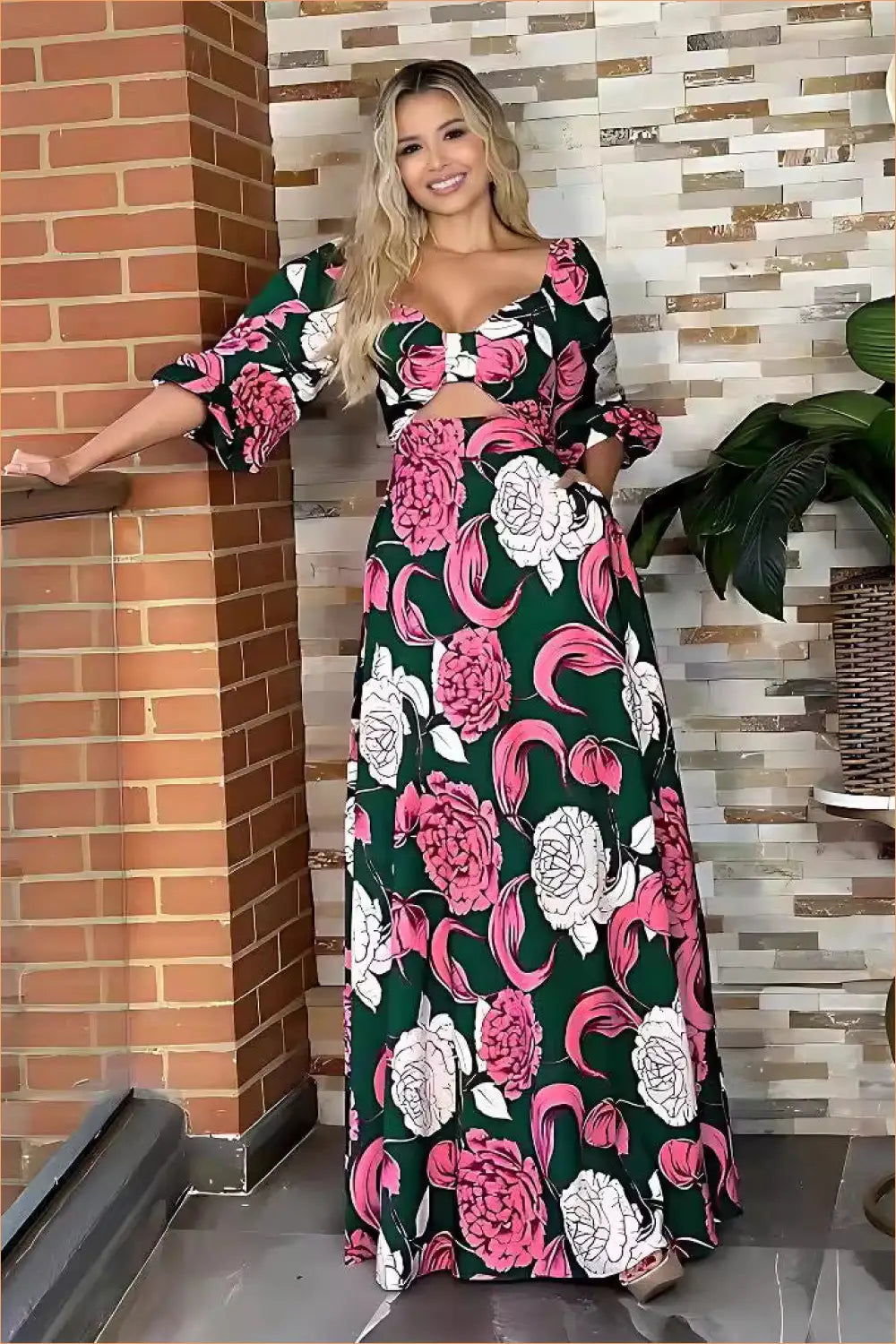 Floral Maxi Dress - Garden Party Ready - Dresses - Casual • Clothing • Cutout • Everyday - Lingerie Hut