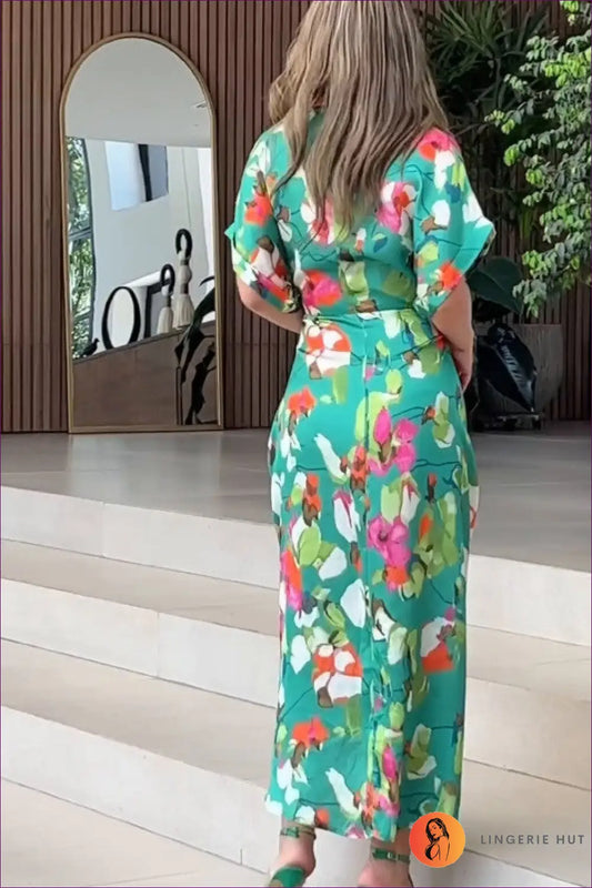 Floral Maxi Dress with A-line Cut - Garden Party Ready - Dresses - Lingerie Hut - Casual • Cutout • Everyday