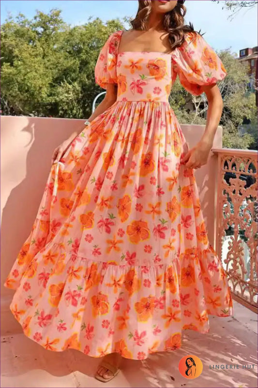 Floral Maxi Dress with Smocked Detail - Garden Party Ready - Dresses - Lingerie Hut - A-line • Boho • Casual • Everyday