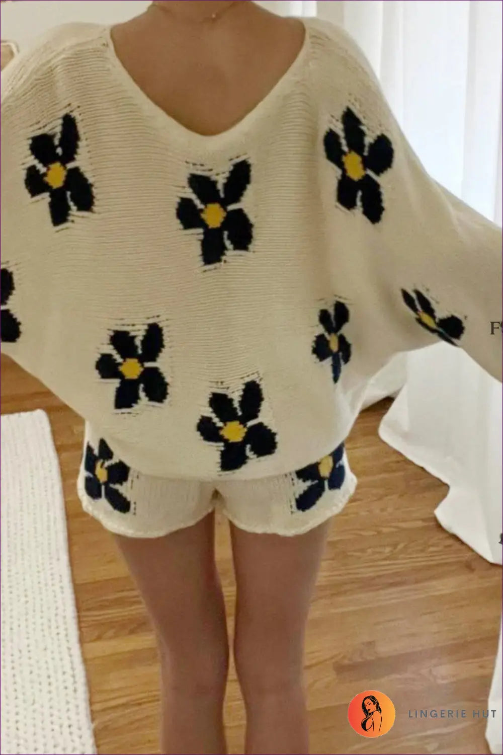 Floral co Ord Set with Crew Neck - Effortless Spring Energy - Clothing - Lingerie Hut - Autumn • Casual • Everyday