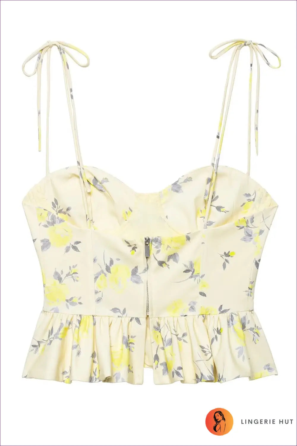 Floral Print Peplum Corset Top with Sweetheart Neckline - Summer Romance - Lingerie Hut - Casual • Crop • Glamour