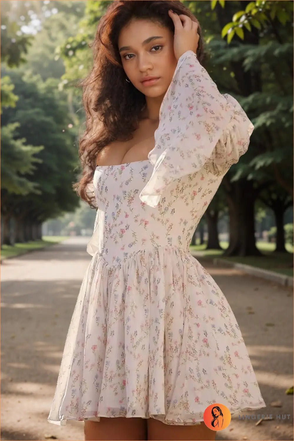 Floral Puff Sleeve Mini Dress - Garden Party Ready - Dresses - Lingerie Hut - A-line • Boho • Casual • Everyday