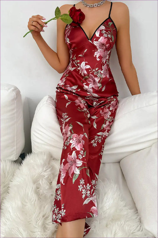 Floral Satin Lounge Set - Effortlessly Luxe For x
