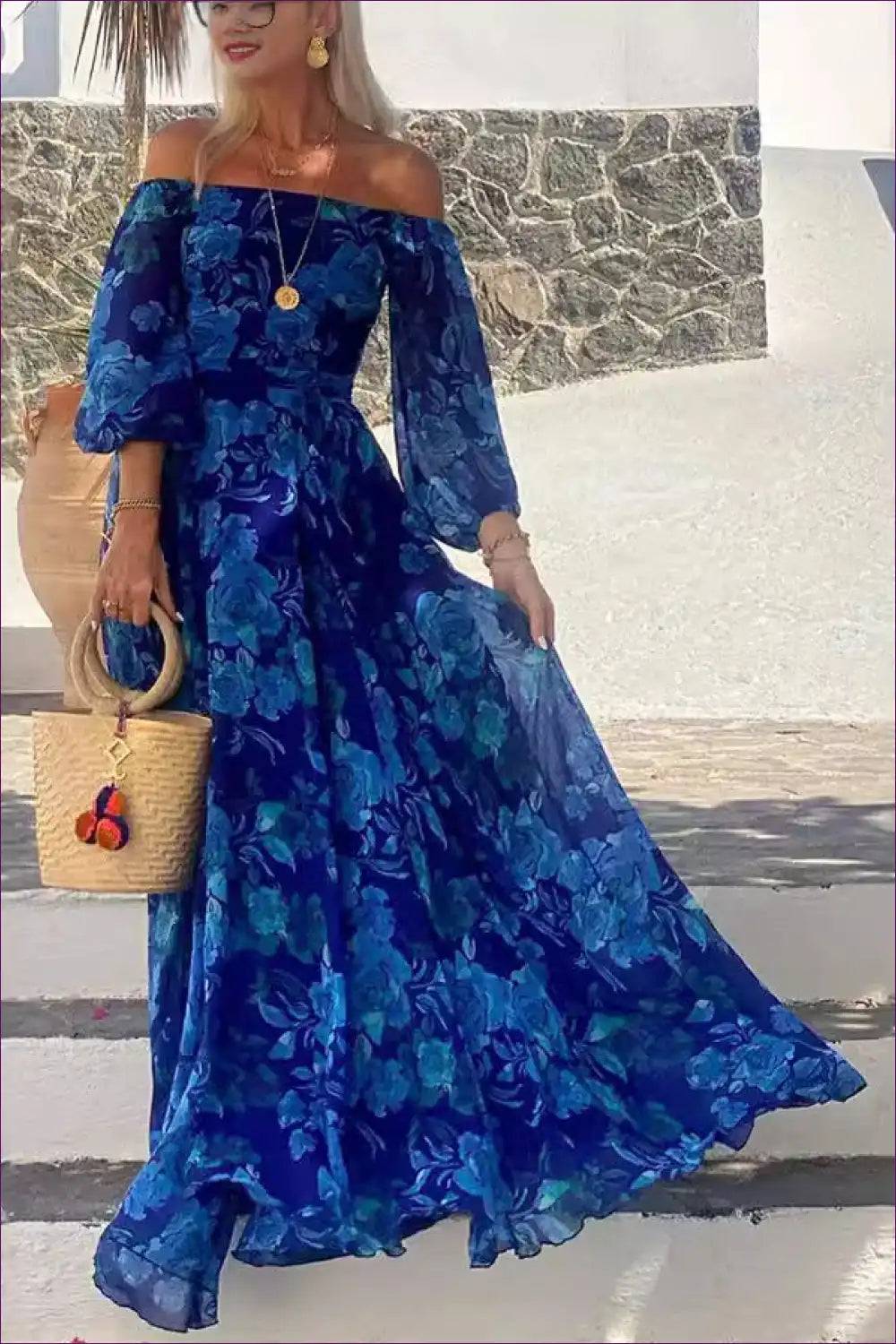 Floral Off Shoulder A-line Dress - Boho Elegance For x