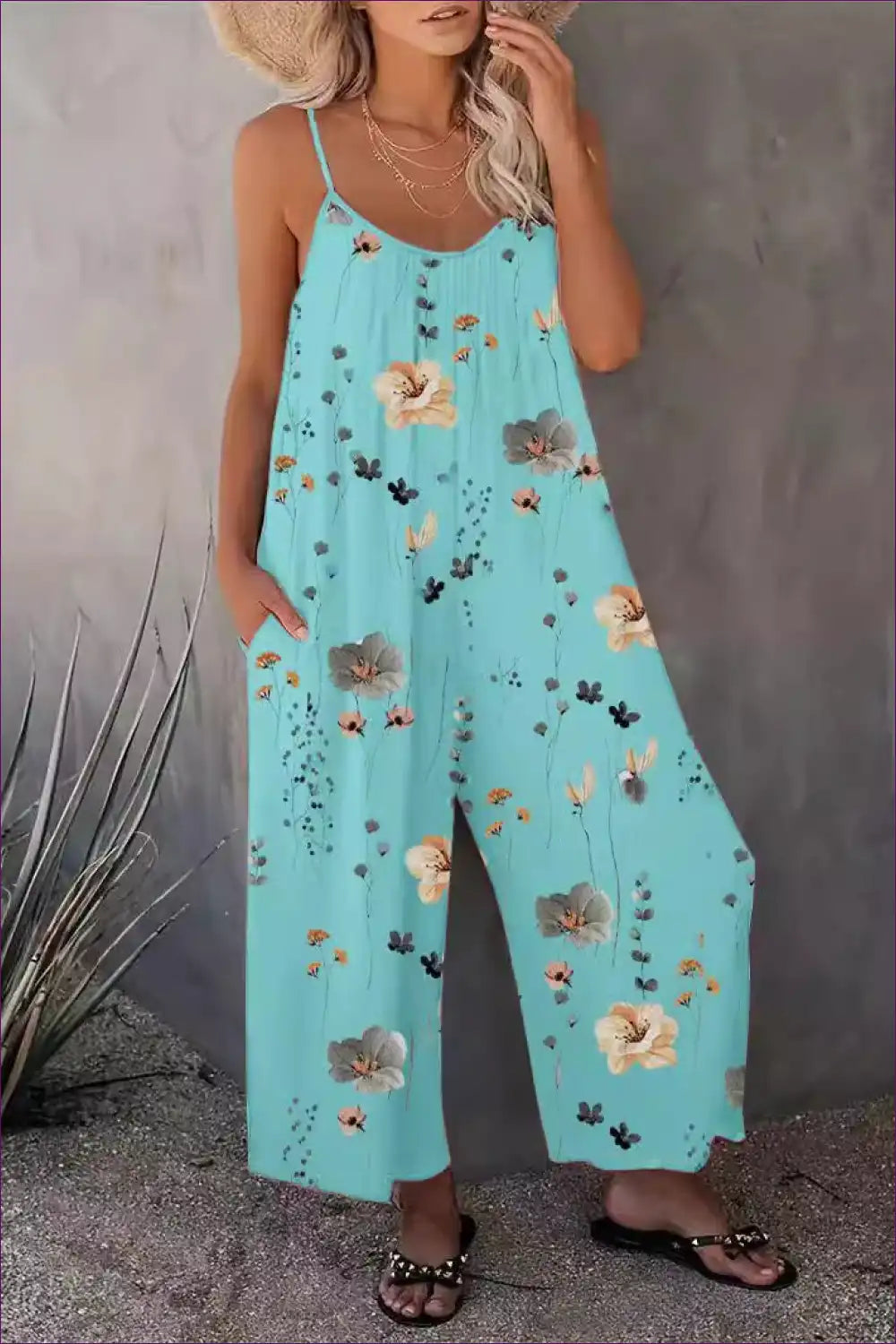 Floral Spaghetti Strap Jumpsuit - Casual Elegance