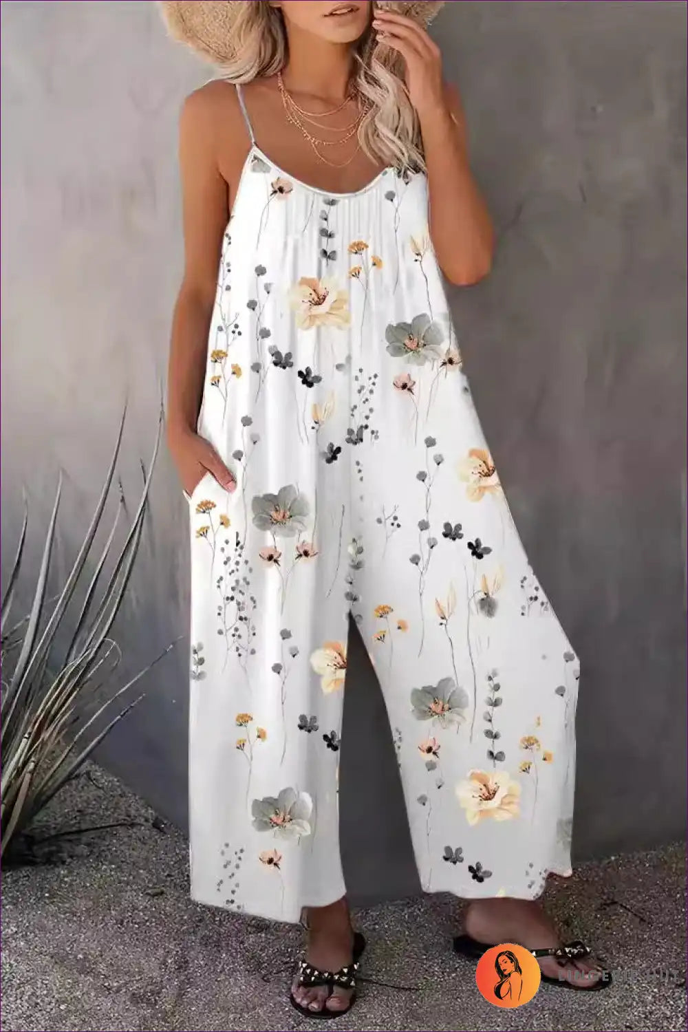 Floral Spaghetti Strap Jumpsuit - Casual Elegance