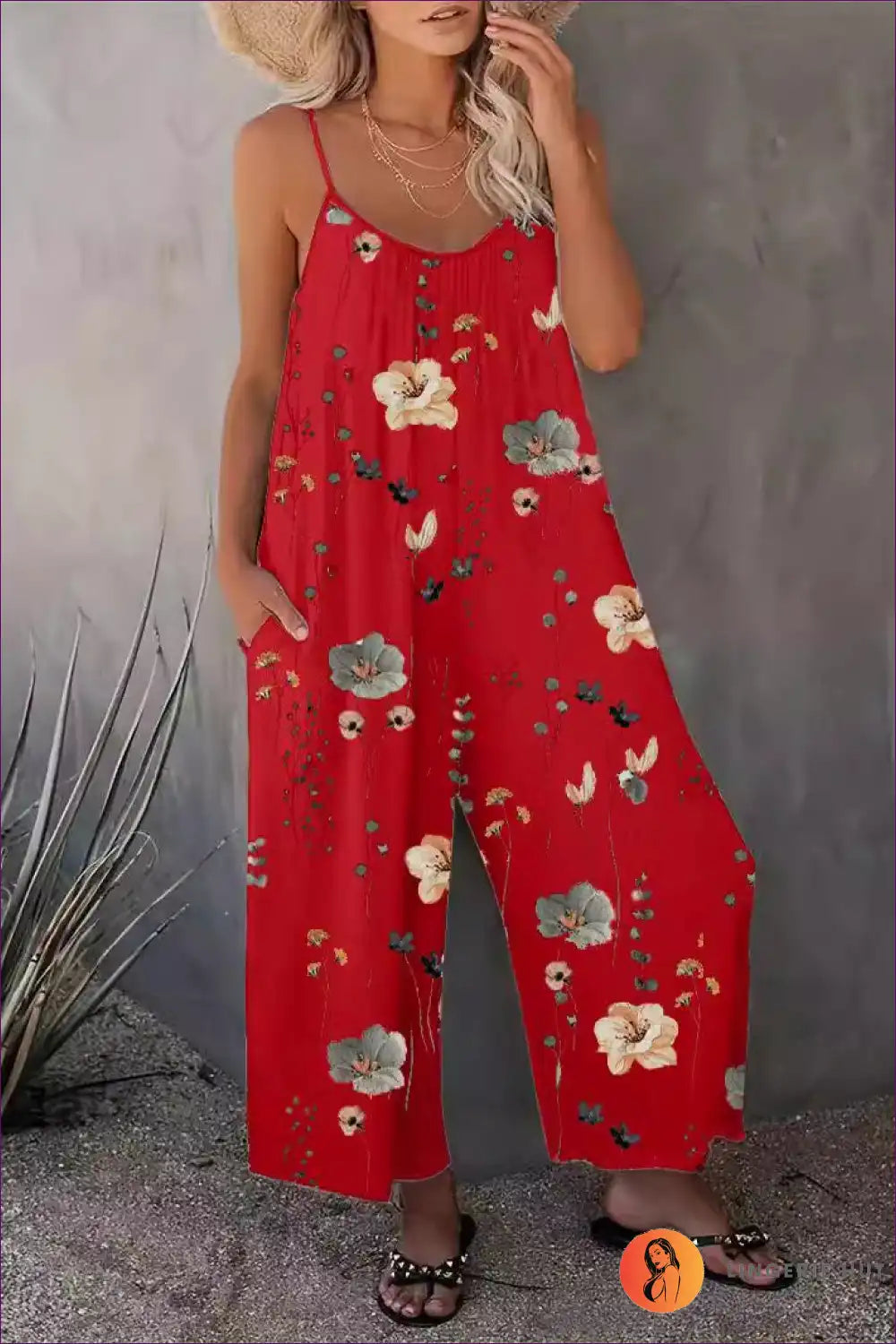 Floral Spaghetti Strap Jumpsuit - Casual Elegance
