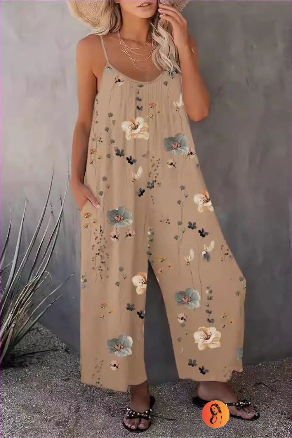 Floral Spaghetti Strap Jumpsuit - Casual Elegance