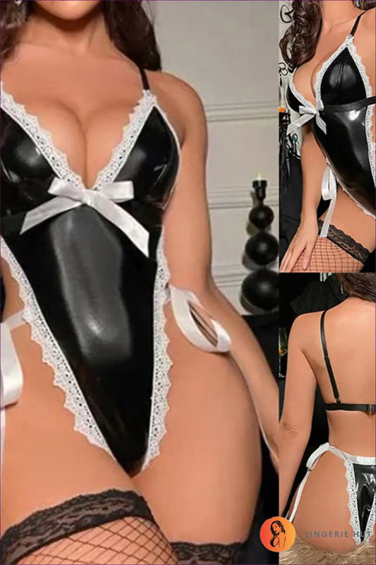 French Maid Costume Bodysuit - Bold Bedroom Drama - Lingerie Hut - Backless • Boudoir • Clubwear