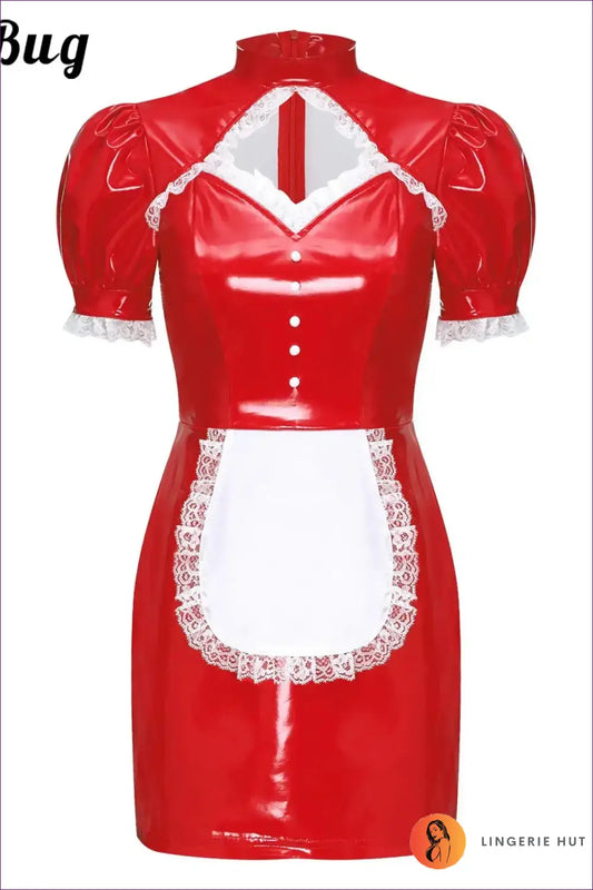 French Maid Costume with Cutout Heart Bodice - Bow-back Charm - just in • Party • Role Play - Lingerie Hut