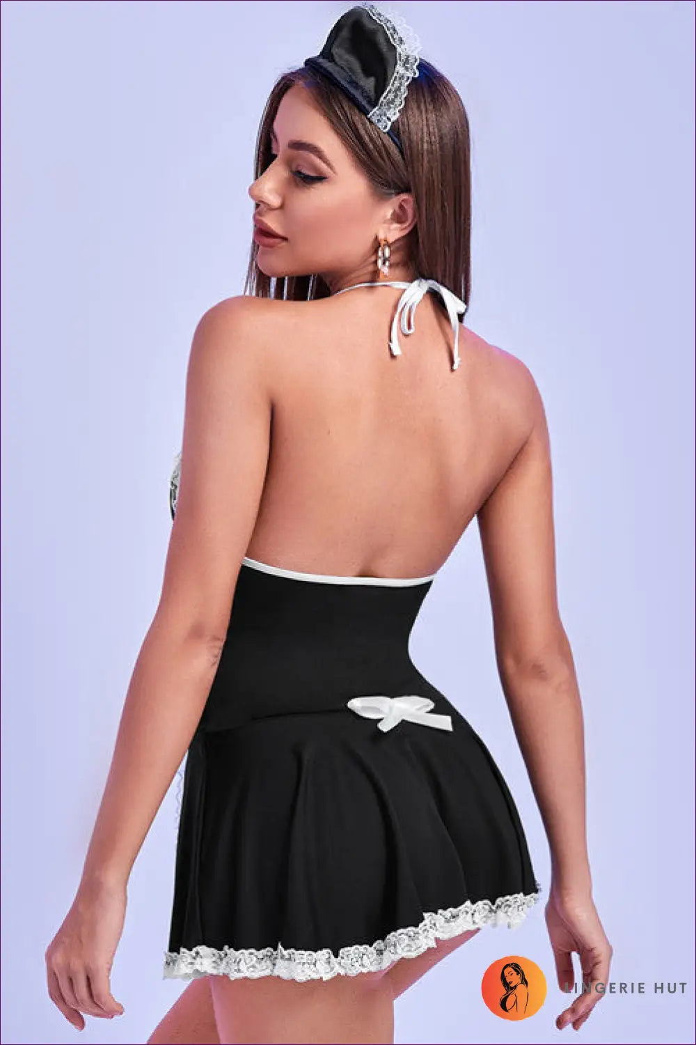 French Maid Costume - Fantasy Roleplay Ready - Outfit Set - Costumes - Lingerie Hut - Cotton • Fishnet • Lace