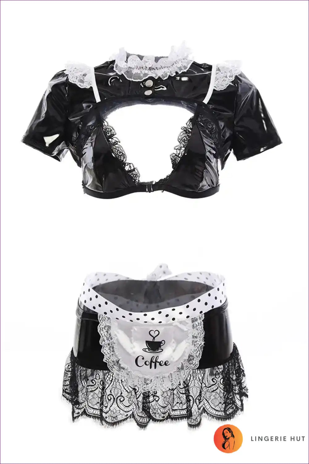 French Maid Costume with Lace Trim - Holiday Party Favourite for Costume, just In, Lace, Maid,