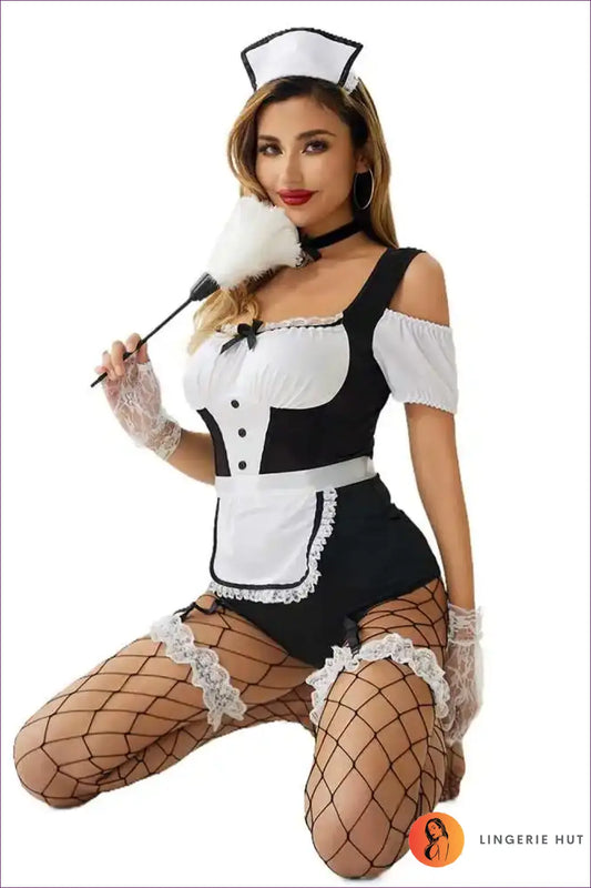 French Maid Costume - Fantasy Roleplay Ready - 01all / one Size - Outfit Set - Lingerie Hut - A-line • Backless • Casual