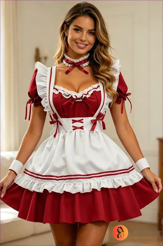 French Maid Costume with White Apron - Playful Role Play - Boudoir • Halloween • just in • Lingerie - Hut