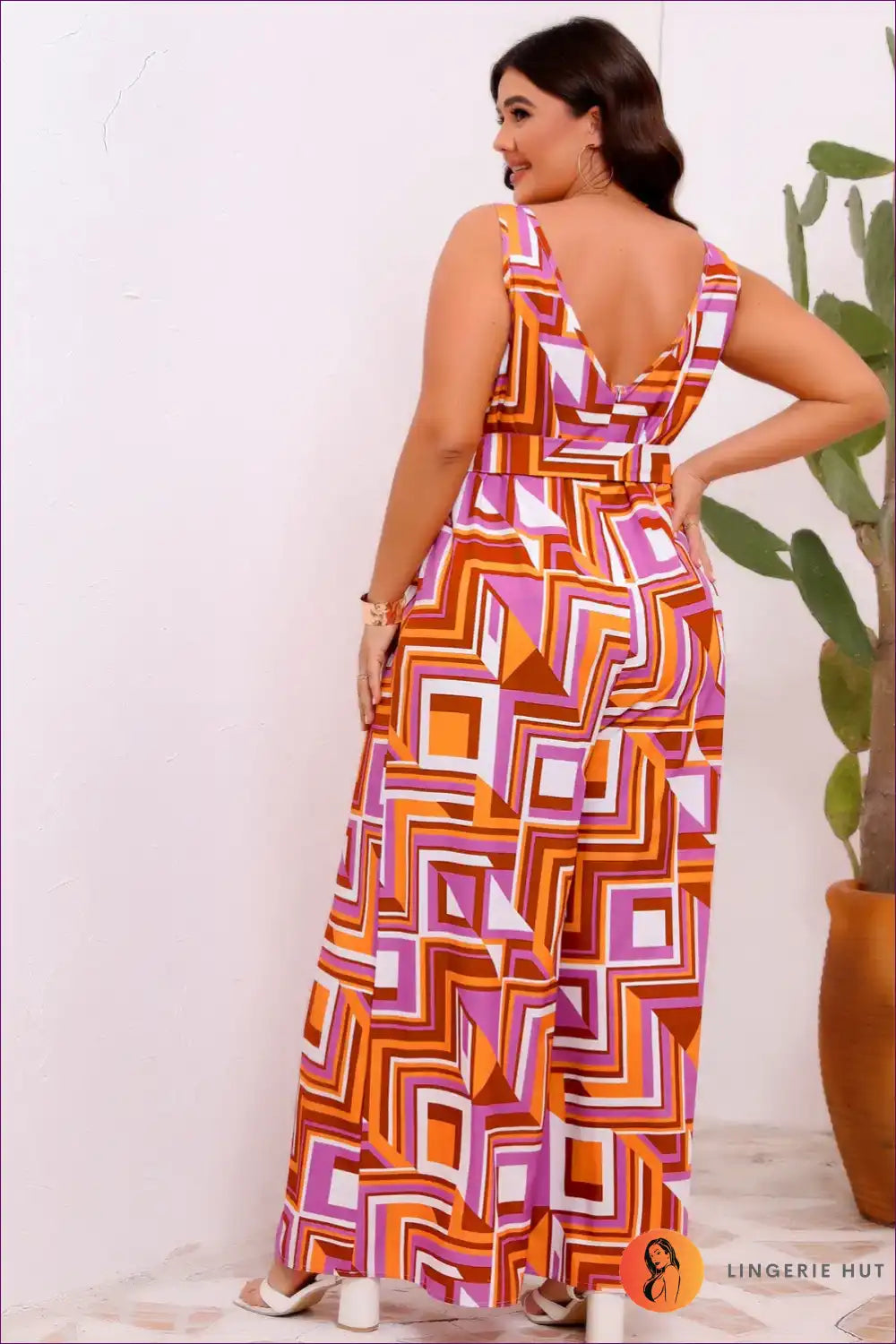 Geometric Print Plus Size Maxi Dress – Bold & Beautiful For Date Night, Dress, Maxi, Plus Size, Vaccation