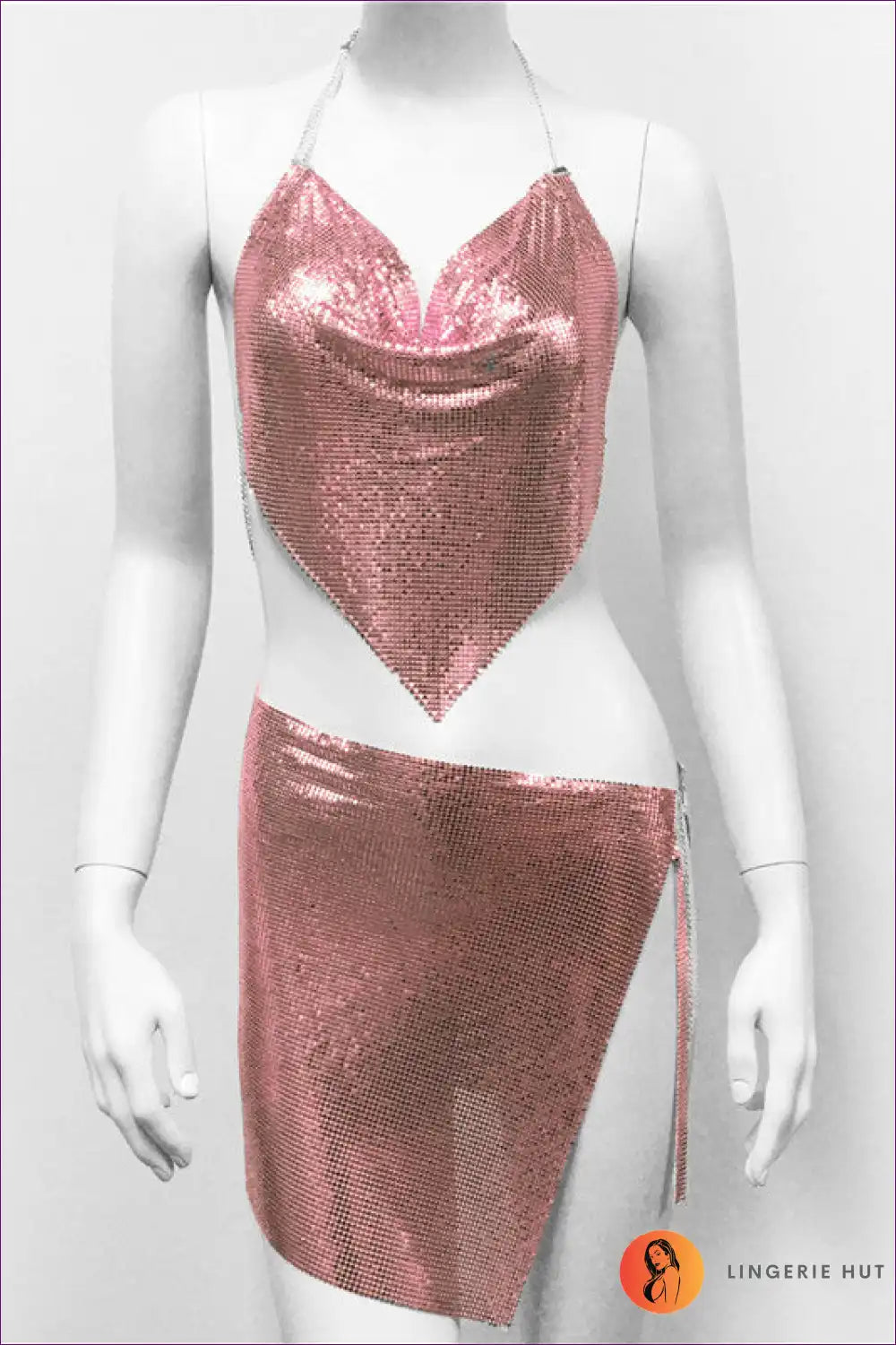 Glam Metal Sequin Skirt Set - Dazzle In Style