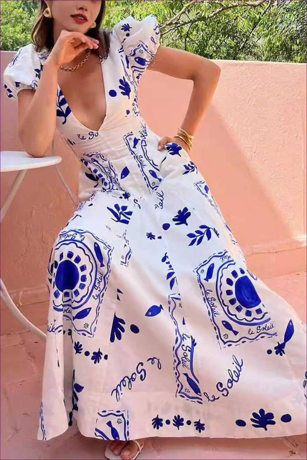 Graphic Pocket Maxi Dress - Effortless Summer Sophistication