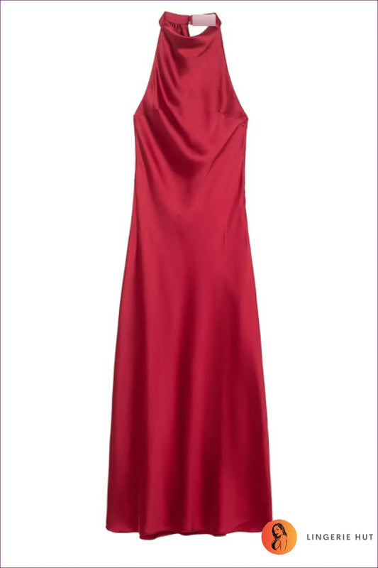Halter Dress with Backless Detail - Evening Sophistication - Xs / Red - Dresses - Lingerie Hut - All Season • Backless