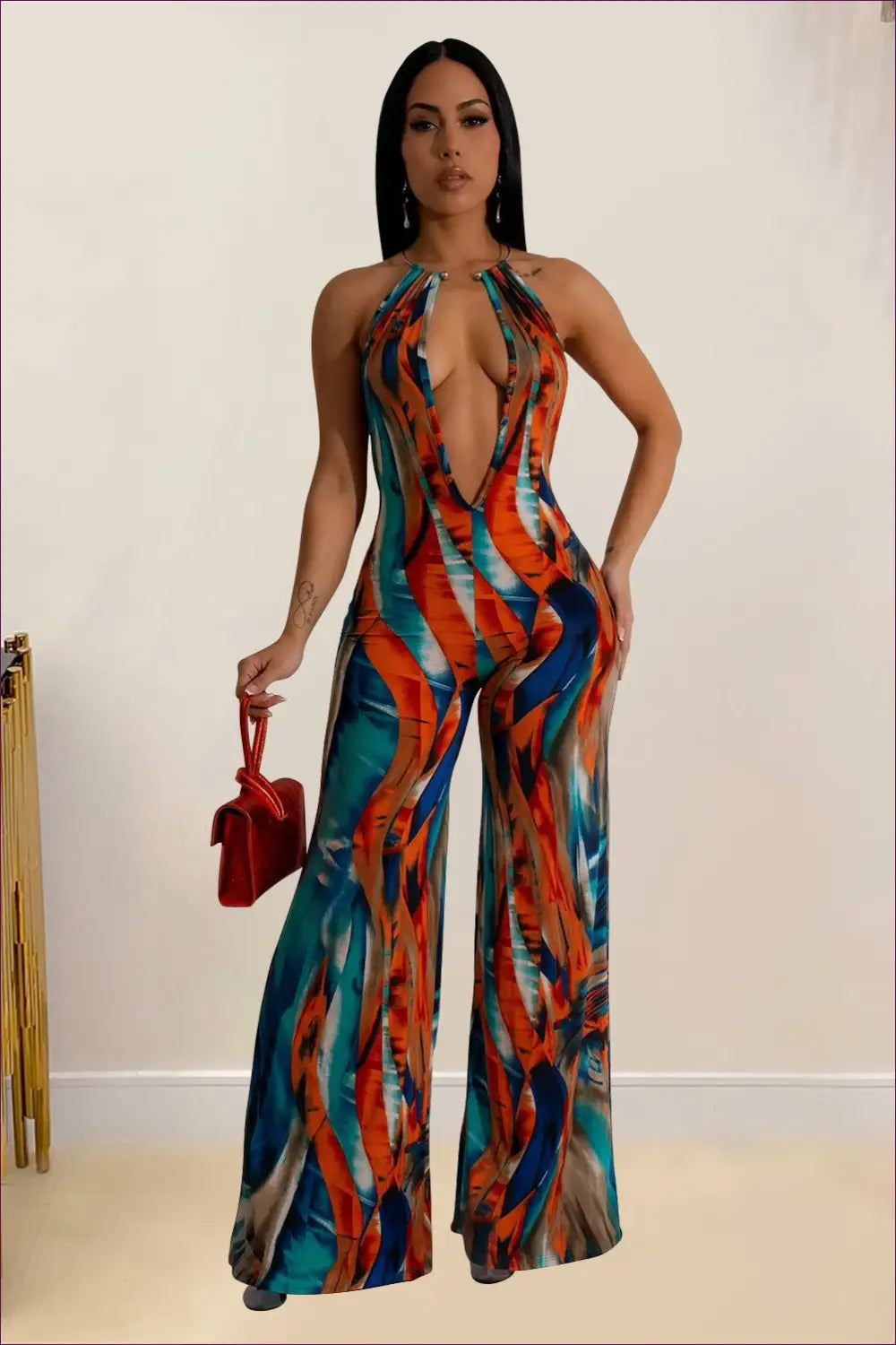 Halter Jumpsuit with Cutout Back - Statement Summer Confidence - Lingerie Hut - Backless • Casual • Clubwear • Floral