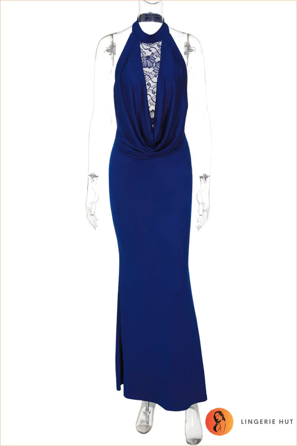 Halter Lace Maxi Dress - Bold but Wearable - s / Blue - Dresses - Bodycon • Clothing • Glamour • Lingerie Hut